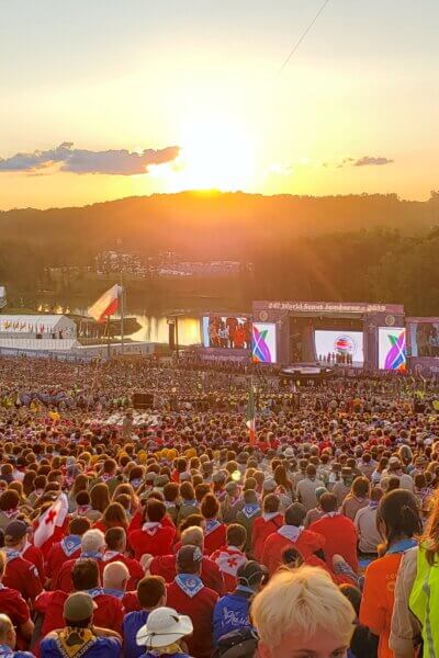 Opening Ceremony at Boy Scout Jamboree overlooking field